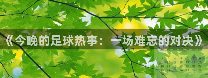 《今晚的足球热事：一场难忘的对决》